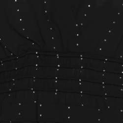 Pre Owned Maje Black Creep Crystal Embellished V Neck Tops S