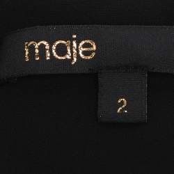 Pre Owned Maje Black Creep Crystal Embellished V Neck Tops S