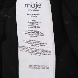 Pre Owned Maje Black Creep Crystal Embellished V Neck Tops S