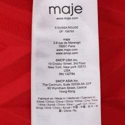 Pre Owned Maje Red Pleated Accents Crepe Midi Skirt S