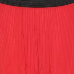 Pre Owned Maje Red Pleated Accents Crepe Midi Skirt S