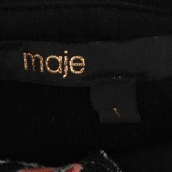 Pre Owned Maje Black Dark Grey Multicolor Floral Print Jersey Hoodie Sweatshirt S