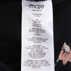 Pre Owned Maje Black Dark Grey Multicolor Floral Print Jersey Hoodie Sweatshirt S