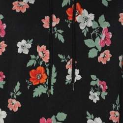 Pre Owned Maje Black Dark Grey Multicolor Floral Print Jersey Hoodie Sweatshirt S