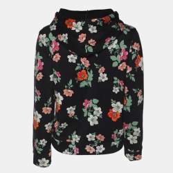 Pre Owned Maje Black Dark Grey Multicolor Floral Print Jersey Hoodie Sweatshirt S