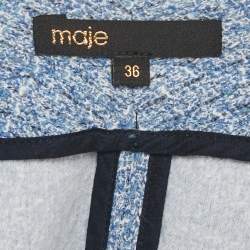 Pre Owned Maje Blue Lurex Tweed Button Front Mini Dress S