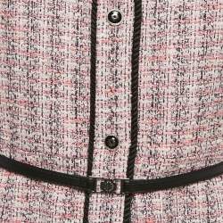 Pre Owned Maje Pink Lurex Tweed Ruffled 2-in-1 Mini Dress S