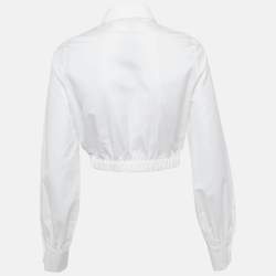 Pre Owned Maje White Cotton Button Front Crop Shirt S