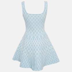 Pre Owned Maje Blue Jacquard Knit Sleeveless Mini Dress M