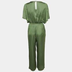 Pre Owned Maje Green Satin Fluid Jumpsuit S