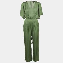 Pre Owned Maje Green Satin Fluid Jumpsuit S