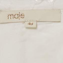 Pre Owned Maje White Broderie Anglaise Cotton Lace Trim Mini Dress L