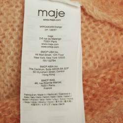 Pre Owned Maje Orange Mohair Wool Jewel Buttoned Cardigan M