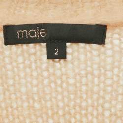 Pre Owned Maje Orange Mohair Wool Jewel Buttoned Cardigan M