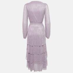 مملوكة مسبقًا فستان ماكسي غير متماثل بطبقات معدنية باللون الأرجواني من ماج مقاس صغير