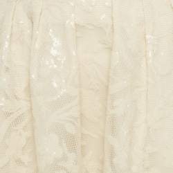 Pre Owned Maje Cream Sequin Sheer Midi Skirt S 