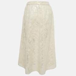 Pre Owned Maje Cream Sequin Sheer Midi Skirt S 