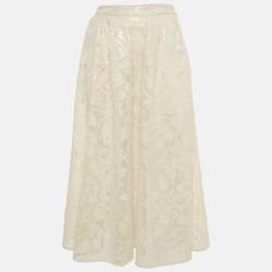 Pre Owned Maje Cream Sequin Sheer Midi Skirt S 