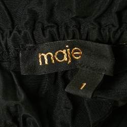 Pre Owned Maje Black Crepe Rushed Junnaly Crop Top & Skirt Set S/XS 