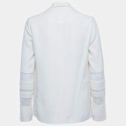 Pre Owned Maje Cream Crepe & Lace Trim Button Front Blazer S