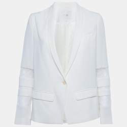 Pre Owned Maje Cream Crepe & Lace Trim Button Front Blazer S