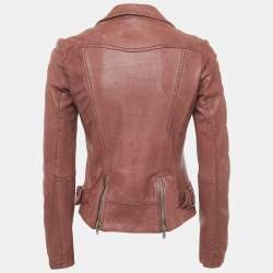 Pre Owned جاكيت بومبر مبطن جلد وردي بصل ماج مقاس صغير - سمول