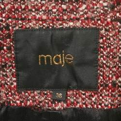 Pre Owned Maje Red Tweed Mid-Length Gordan Coat S