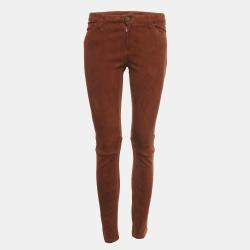 مملوكة مسبقًا Maje Camel Brown Suede Skinny Pants  M