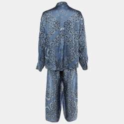 Pre Owned Maje Blue Paisley Printed Satin Shirt & Pants Set S
