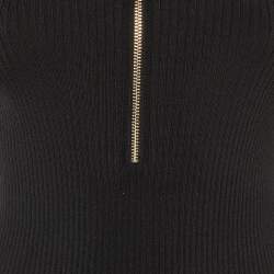 Pre Owned Maje Black Rib Knit Long Sleeve Half Zip Top L