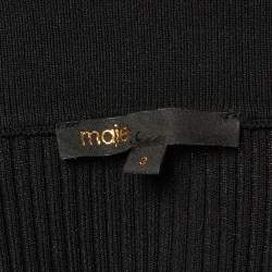 Pre Owned Maje Black Rib Knit Long Sleeve Half Zip Top L