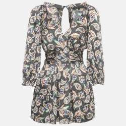 Pre Owned Maje Black Printed Satin Paisley Noir Jumpsuit S