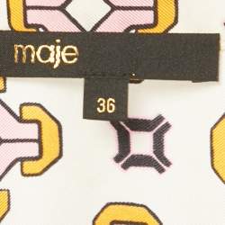 Pre Owned Maje Cream Printed Silk Mini Dress S 