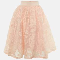 Pre Owned Maje Peach Fil Coupe Mesh Joshua Rose Short Skirt L 