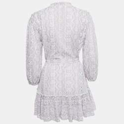 Pre Owned Maje Purple Embroidered Cotton Belted Mini Dress S