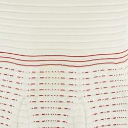 Pre Owned Maje Cream Patterned Knit Off Shoulder Remord Midi Dress S