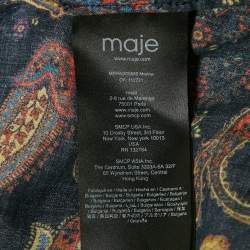 Pre Owned Maje Blue Paisley Print Citton Cut-Out Asymmetric Midi Dress S