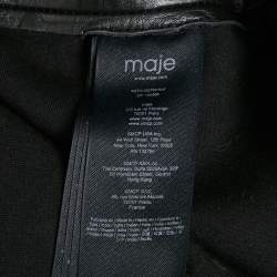 Pre Owned Maje Black Leather Embellished Waist Mini Skirt XS
