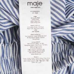 Pre Owned Maje White/Blue Striped Cotton Blend Asymmetric John Skirt S