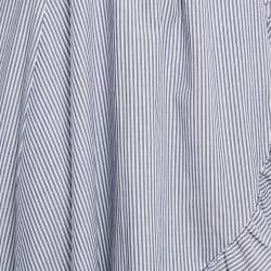 Pre Owned Maje White/Blue Striped Cotton Blend Asymmetric John Skirt S