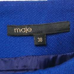 Pre Owned Maje Blue Wool Gabardine Mini Skirt M