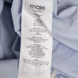 Pre Owned Maje Blue Printed Lace Detail Cotton Rafina Mini Shirt Dress S