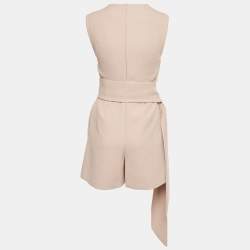 Pre Owned Maje Beige Lace Trim Crepe Belted Playsuit M
