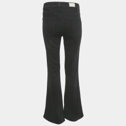 Pre Owned Maje Black Logo Detail Denim Flared Jeans S/Waist 28"