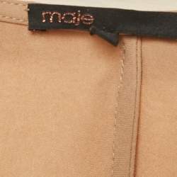 Pre Owned Maje Beige/Navy Blue Crepe Neck-Tie Mini Dress M