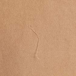 Pre Owned Maje Beige/Navy Blue Crepe Neck-Tie Mini Dress M