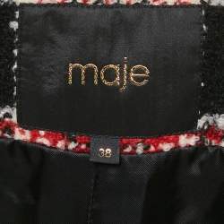 Pre Owned Maje Red Checks Tweed Blazer and Shorts Set M/L