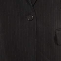 Pre Owned Maje Black Striped Crepe Single Breasted Blazer L