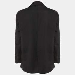 Pre Owned Maje Black Striped Crepe Single Breasted Blazer L