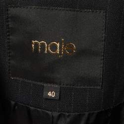 Pre Owned Maje Black Striped Crepe Single Breasted Blazer L
